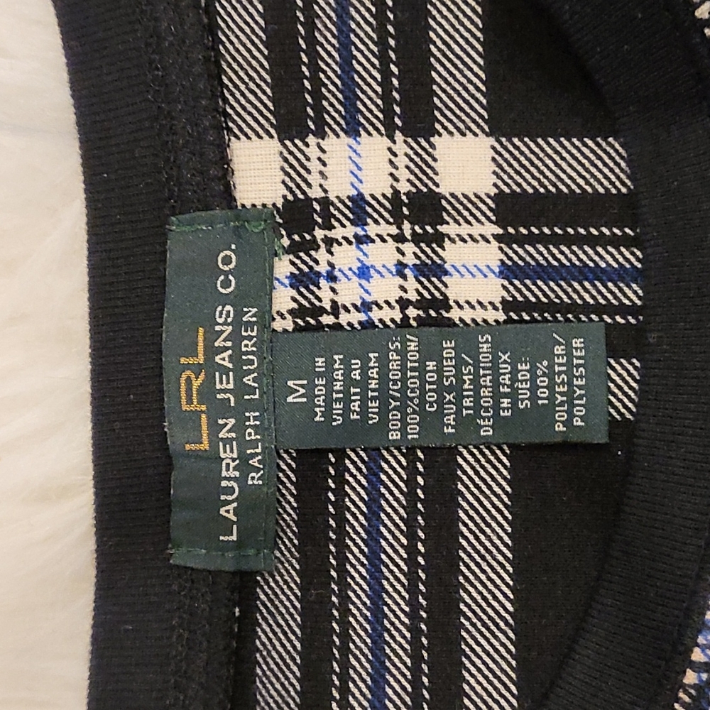 Lauren Ralph Lauren Womens Black and White Plaid Cotton Long Sleeve Shirt Sz M - Picture 9 of 11